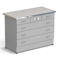 Стол-тумба ЭКРОС 1200х600х900 мм 2 ящика + 3 ящика с электрикой, раб. поверхность - КЕРАМИКА с НС бортиком