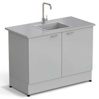 Стол-мойка ЭКРОС 1200х600х900 мм, чаша стеклопластик по центру, раб. поверхность - МОНОЛИТНЫЙ КЕРАМОГРАНИТ с ПВХ кромкой