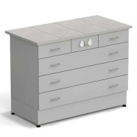 Стол-тумба ЭКРОС 1200х600х900 мм 2 ящика + 3 ящика с электрикой, раб. поверхность - КЕРАМИКА с ПВХ кромкой