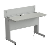 Стол ученический с откидной крышкой и розетками 1200*600*950, раб. поверхность - ЛАМИНАТ СЕРЫЙ