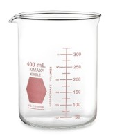 Стакан Гриффина Kimble Colorware 250 мл, низкий, с красной градуировкой, с носиком, стекло