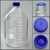 Банка лабораторная стеклянная 5 л, с делениями, с навинчив. крышкой, светлое стекло