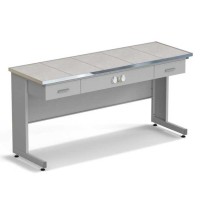 Стол приборный с ящиками и электрикой ЭКРОС 1800х600х900 мм, раб. поверхность - КЕРАМИКА с НС бортиком