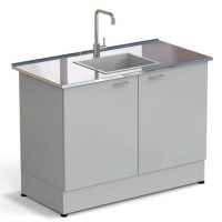 Стол-мойка ЭКРОС 1200х600х900 мм, чаша стеклопластик по центру, раб. поверхность - НЕРЖАВЕЮЩАЯ СТАЛЬ