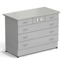 Стол-тумба ЭКРОС 1200х600х900 мм 2 ящика + 3 ящика с электрикой, раб. поверхность - ЛАМИНАТ СЕРЫЙ