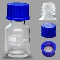 Банка лабораторная стеклянная 50 мл, с делениями, с навинчив. крышкой, светлое стекло