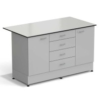 Стол-тумба ЭКРОС 1500х800х900 мм 1 дверь + 1 дверь + 4 ящика, раб. поверхность - LABGRADE