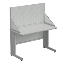 Стол ученический с перфорированным экраном и бортиками 1200х600х1360, раб. поверхность - ЛАМИНАТ БЕЛЫЙ
