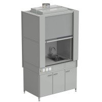 Шкаф вытяжной с коконом из стеклопластика с мойкой из НС и смесителем с электрикой 1200х820х2240 мм, раб. поверхность - LABGRADE