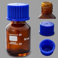 Банка лабораторная стеклянная 50 мл, с делениями, с навинчив. крышкой, темное стекло