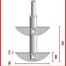 Перемешивающий элемент Bohlender два полумесяца, длина 600 мм, 90 х 24 х 3 мм, PTFE
