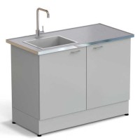 Стол-мойка ЭКРОС 1200х600х900 мм, чаша стеклопластик слева, раб. поверхность - МОНОЛИТНЫЙ КЕРАМОГРАНИТ с НС бортиком