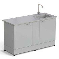 Стол-мойка ЭКРОС 1500х600х900 мм, чаша стеклопластик справа, раб. поверхность - МОНОЛИТНЫЙ КЕРАМОГРАНИТ с ПВХ кромкой