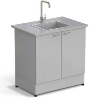 Стол-мойка ЭКРОС 900х600х900 мм, чаша стеклопластик по центру, раб. поверхность - МОНОЛИТНЫЙ КЕРАМОГРАНИТ с ПВХ кромкой