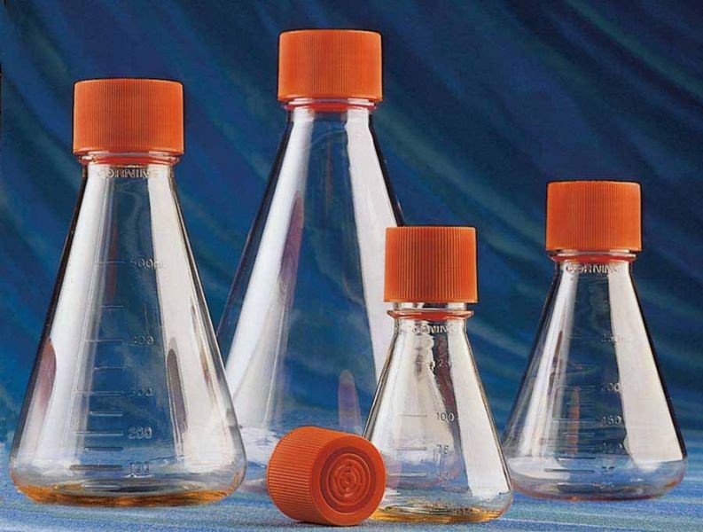 Колба Эрленмейера 500 мл, PC, вентилируемая крышка, стерильная, Pyrex (Corning)