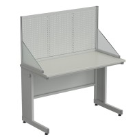 Стол ученический с перфорированным экраном и бортиками 1200х600х1360, раб. поверхность - ЛАМИНАТ СЕРЫЙ
