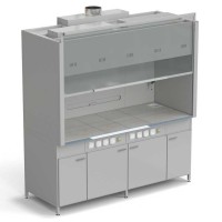 Шкаф вытяжной 2 светильника 2 комплекта воды 2000х900х2145 мм, раб. поверхность - КЕРАМИКА