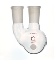 Колба двухгорлая круглодонная Kimble 100 мл, боковой шлиф 24/40 параллельно центральному 24/40, стекло