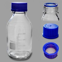 Банка лабораторная стеклянная 500 мл, с делениями, с навинчив. крышкой, светлое стекло