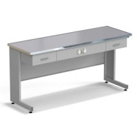 Стол приборный с ящиками и электрикой ЭКРОС 1800х600х900 мм, раб. поверхность - МОНОЛИТНЫЙ КЕРАМОГРАНИТ с НС бортиком