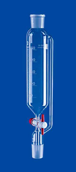 Воронка капельная цилиндрическая Lenz 100 мл, NS29/32, с градуировкой, PTFE кран, с противодавлением, стекло