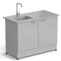 Стол-мойка ЭКРОС 1200х600х900 мм, чаша стеклопластик слева, раб. поверхность - МОНОЛИТНЫЙ КЕРАМОГРАНИТ с ПВХ кромкой