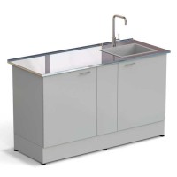 Стол-мойка ЭКРОС 1500х600х900 мм, чаша стеклопластик справа, раб. поверхность - НЕРЖАВЕЮЩАЯ СТАЛЬ