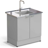 Стол-мойка ЭКРОС 900х600х900 мм, чаша стеклопластик по центру, раб. поверхность - НЕРЖАВЕЮЩАЯ СТАЛЬ