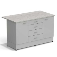 Стол-тумба ЭКРОС 1500х800х900 мм 1 дверь + 1 дверь + 4 ящика, раб. поверхность - КЕРАМИКА с ПВХ кромкой