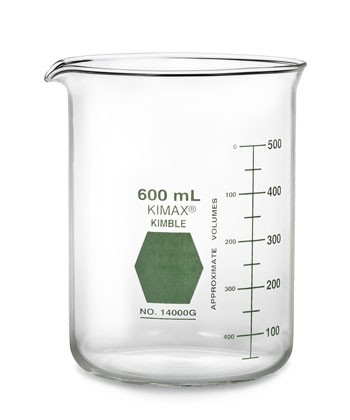 Стакан Гриффина Kimble Colorware 400 мл, низкий, с зеленой градуировкой, с носиком, стекло