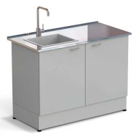 Стол-мойка ЭКРОС 1200х600х900 мм, чаша стеклопластик слева, раб. поверхность - НЕРЖАВЕЮЩАЯ СТАЛЬ