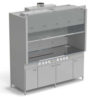 Шкаф вытяжной 2 светильника 2 комплекта воды 2000х900х2145 мм, раб. поверхность - НЕРЖАВЕЮЩАЯ СТАЛЬ