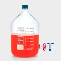 Бутыль ISOLAB 10 л, с винтовой крышкой и краном, стекло