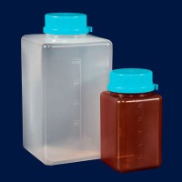 Бутыль квадратная ISOLAB 125 мл, c винтовой крышкой, стерильная, с тиосульфатом натрия, индивидуальная упаковка, прозрачный PP