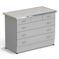 Стол-тумба ЭКРОС 1200х600х900 мм 2 ящика + 3 ящика, раб. поверхность - КЕРАМИКА с НС бортиком