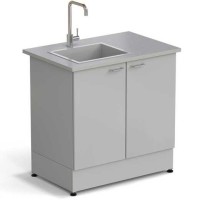 Стол-мойка ЭКРОС 900х600х900 мм, чаша стеклопластик слева, раб. поверхность - МОНОЛИТНЫЙ КЕРАМОГРАНИТ с ПВХ кромкой