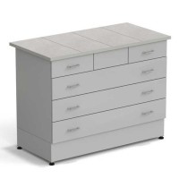 Стол-тумба ЭКРОС 1200х600х900 мм 2 ящика + 3 ящика, раб. поверхность - КЕРАМИКА с ПВХ кромкой