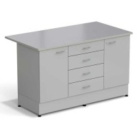 Стол-тумба ЭКРОС 1500х800х900 мм 1 дверь + 1 дверь + 4 ящика, раб. поверхность - МОНОЛИТНЫЙ КЕРАМОГРАНИТ с ПВХ кромкой