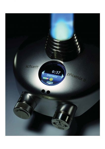 Горелка газовая Phoenix II accu, дисплей, выбор языка, поджиг от сенсора, педали, работа от батарейки, Schuett