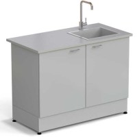 Стол-мойка ЭКРОС 1200х600х900 мм, чаша стеклопластик справа, раб. поверхность - МОНОЛИТНЫЙ КЕРАМОГРАНИТ с ПВХ кромкой