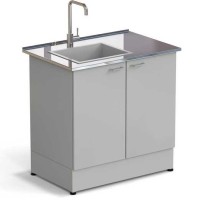 Стол-мойка ЭКРОС 900х600х900 мм, чаша стеклопластик слева, раб. поверхность - НЕРЖАВЕЮЩАЯ СТАЛЬ