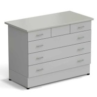 Стол-тумба ЭКРОС 1200х600х900 мм 2 ящика + 3 ящика, раб. поверхность - ЛАМИНАТ СЕРЫЙ