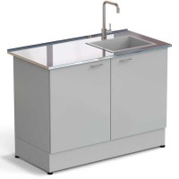 Стол-мойка ЭКРОС 1200х600х900 мм, чаша стеклопластик справа, раб. поверхность - НЕРЖАВЕЮЩАЯ СТАЛЬ