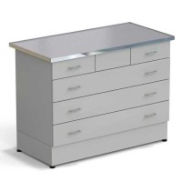 Стол-тумба ЭКРОС 1200х600х900 мм 2 ящика + 3 ящика, раб. поверхность - МОНОЛИТНЫЙ КЕРАМОГРАНИТ с НС бортиком