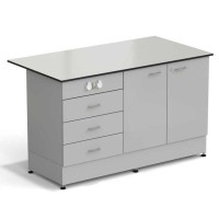 Стол-тумба ЭКРОС 1500х800х900 мм 2 двери + 3 ящика с электрикой, раб. поверхность - LABGRADE