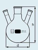 Колба DURAN Group 1000 мл, круглодонная, трехгорлая, NS24/29, стекло