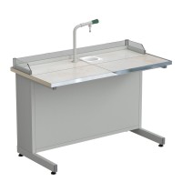 Стол ученический с подводом воды, с бортиком 1212х610х840, раб. поверхность - КЕРАМИКА