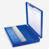 Коробка ISOLAB для 100 предметных стекол, с откидной крышкой, пурпурная