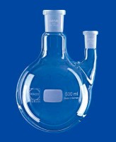 Колба двухгорлая круглодонная Lenz 500 мл, шлифы параллельные: центральный NS29/32, боковой NS29/32, стекло