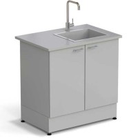 Стол-мойка ЭКРОС 900х600х900 мм, чаша стеклопластик справа, раб. поверхность - МОНОЛИТНЫЙ КЕРАМОГРАНИТ с ПВХ кромкой